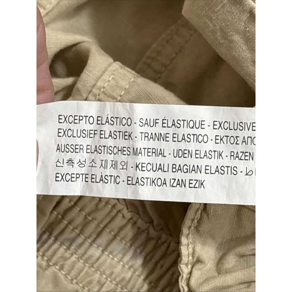 Zara Paperbag Joggers 8 Sand Square Pockets Trendy Ankle Barrel Leg Linen Blend
